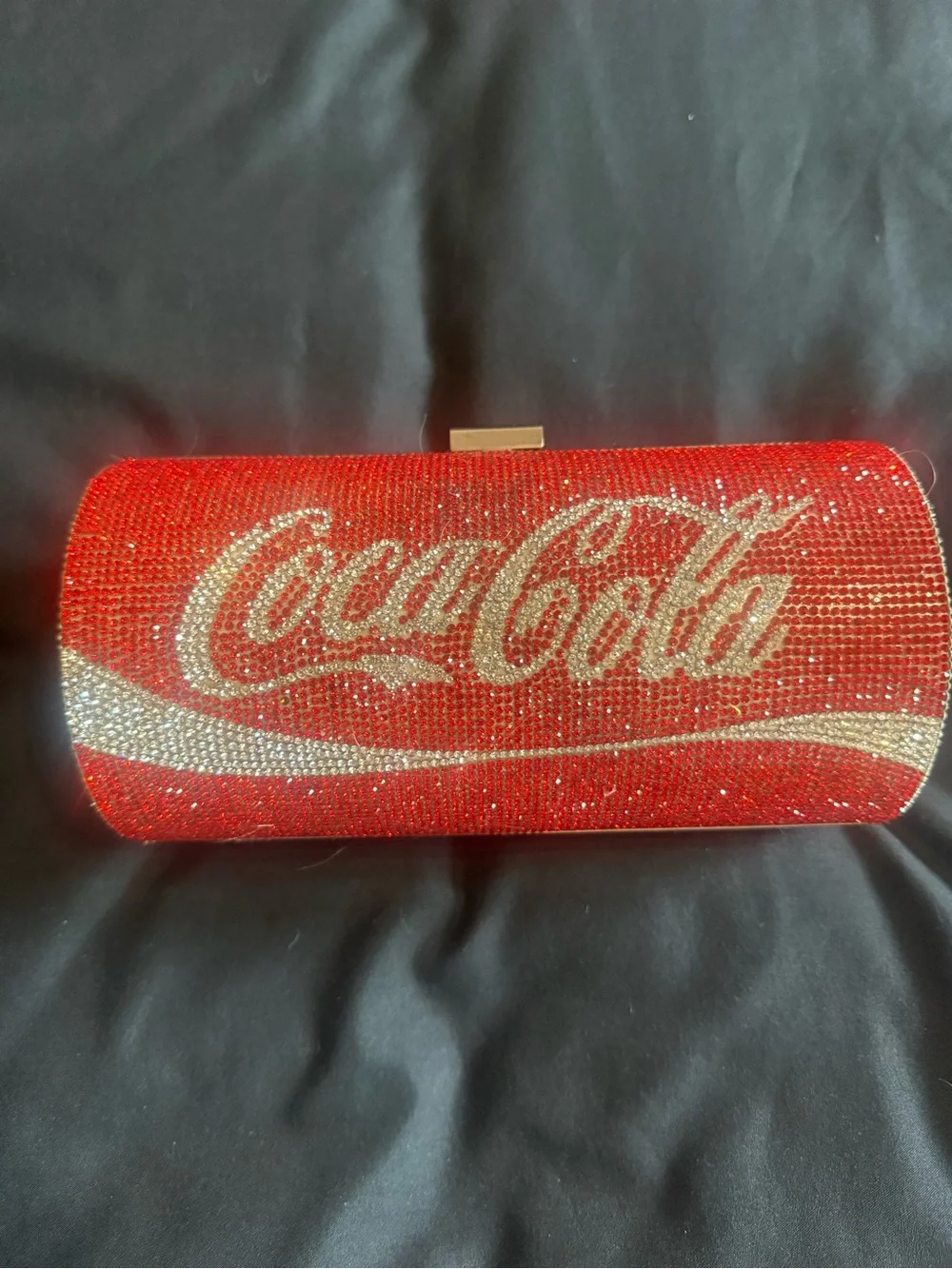 Coca Cola Red and Silver Crystal Logo Evening Clutch